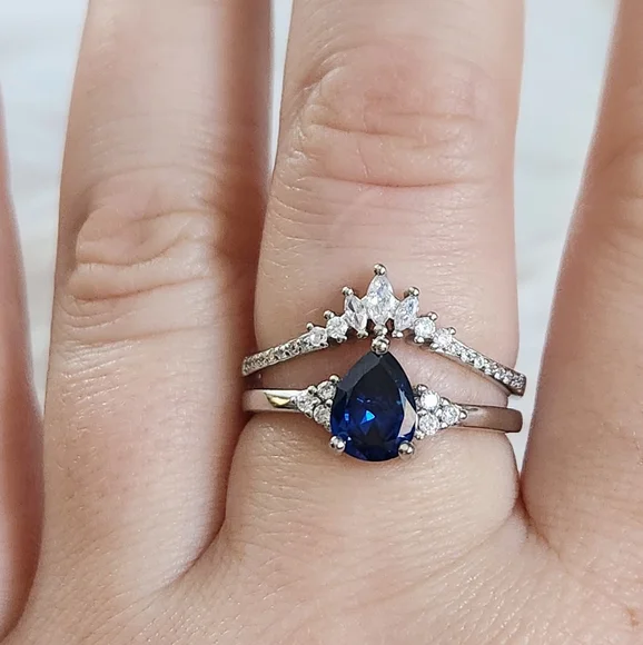 NWT Ryze Sapphire Blue & White Cubic Zirconia .925 Sterling Silver Ring - Size 9 - Picture 10 of 13